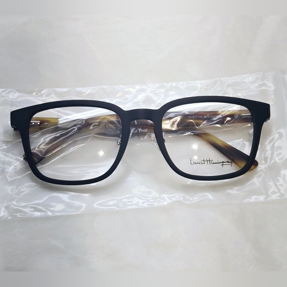 Ernest Hemingway Unisex Square Frame Eyeglasses Black h4827